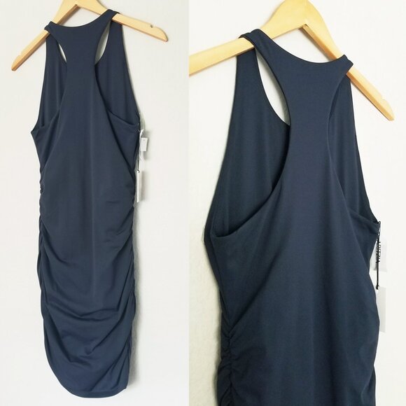 NEW Aritzia Babaton Contour Ruched Racer Sleeveless Mini Dress M Navy Blue $88 - Picture 10 of 14